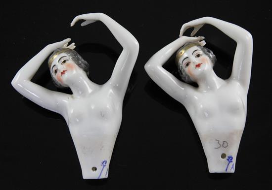 Two Dressel and Kister porcelain doll torsos, 1920s, 8.5cm & 8.7cm